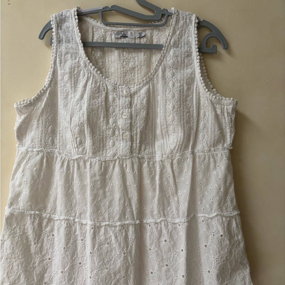 Prana Cream Eyelet Sleeveless Top